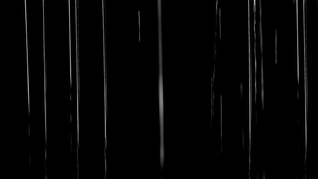 Streams of pouring down water on black background.