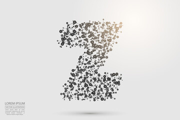 English letters abstract font consists 3d of triangles, lines, dots and connections. Vector illustration EPS 10.