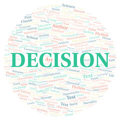 Decision typography word cloud create with the text only
