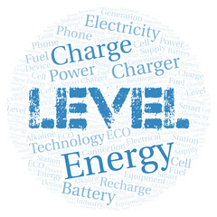 Level typography word cloud create with the text only.