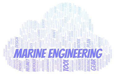Obraz premium Marine Engineering typography word cloud create with the text only