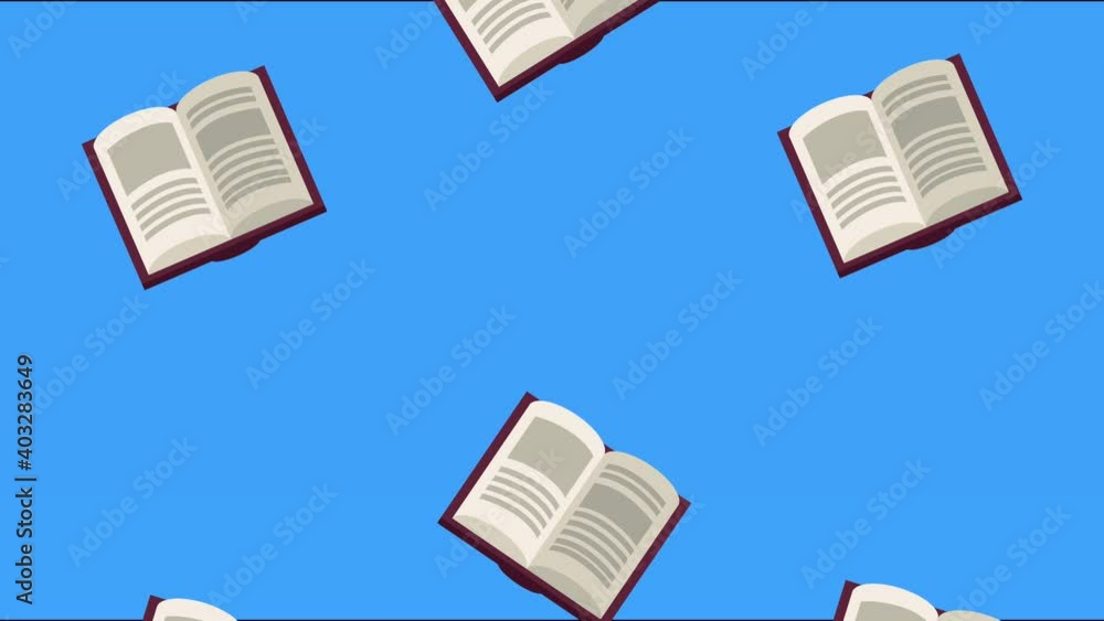 Poster open text books library pattern animation