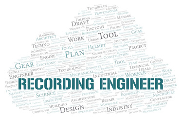 Recording Engineer typography word cloud create with the text only