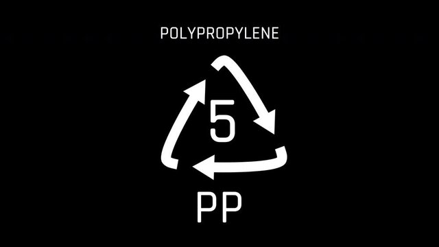 Polypropylene also known as polypropene or PP Symbol or Sign of Number 3 Recycle Symbol Plastics Animation Seamless Loop