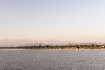 Mekong river and bluesky. Nakhon phanom, thailand