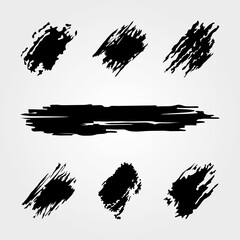 black paint, brush stroke icon set, vector illustration