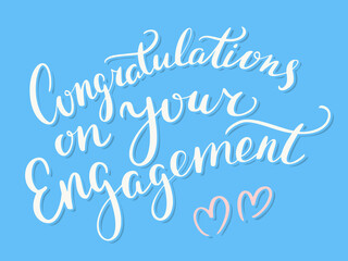 Naklejka na ściany i meble Congratulations on your Engagement. Vector handwritten lettering card.