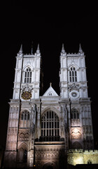 Fototapeta na wymiar Front Of Westminster Abbey, London Illuminated At Night