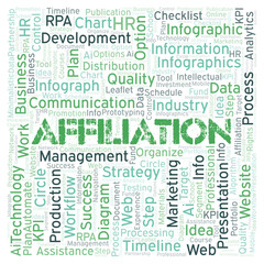 Affiliation typography word cloud create with the text only.