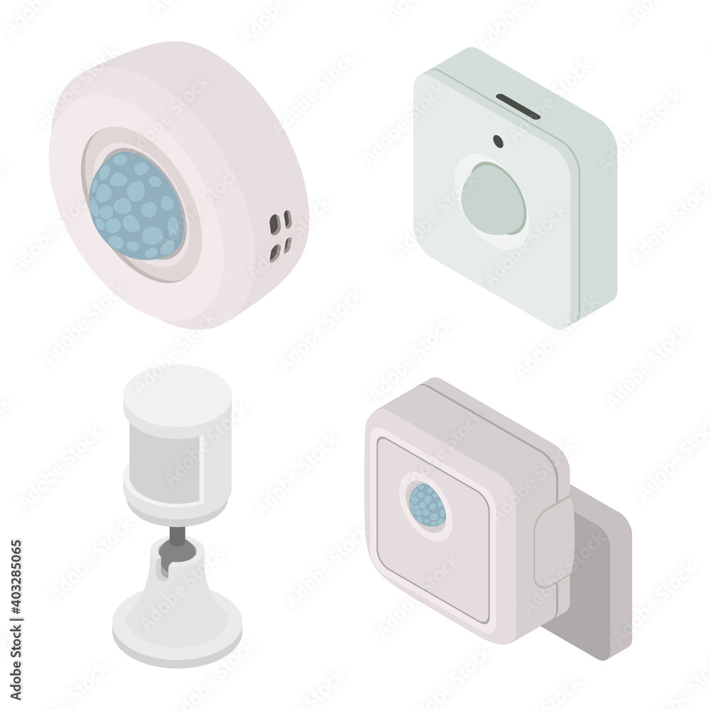 Poster motion sensor icons set. isometric set of motion sensor vector icons for web design isolated on whit