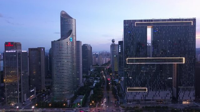 4K Flight over Citizen Center in Hangzhou, China
