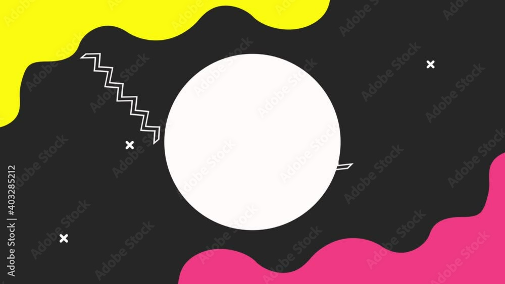 Poster circular frame with colors memphis style background