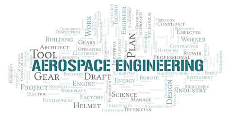 Fototapeta premium Aerospace Engineering typography word cloud create with the text only