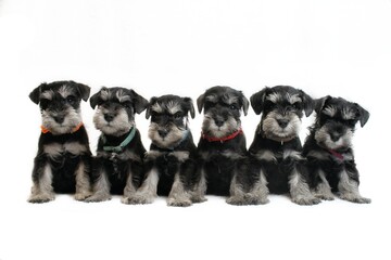 six puppies schnauzer miniature