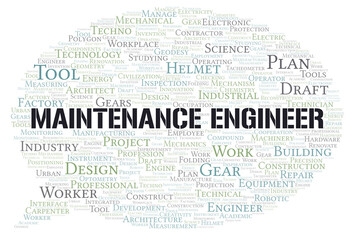 Maintenance Engineer typography word cloud create with the text only