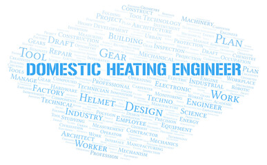 Domestic Heating Engineer typography word cloud create with the text only