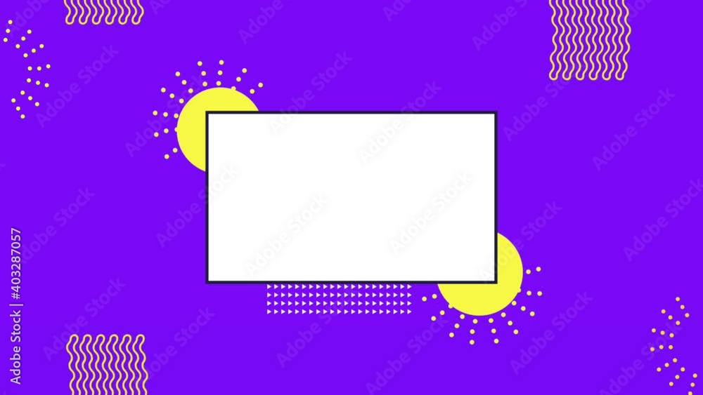 Poster figures geometrics and colors memphis style background with rectangle frame