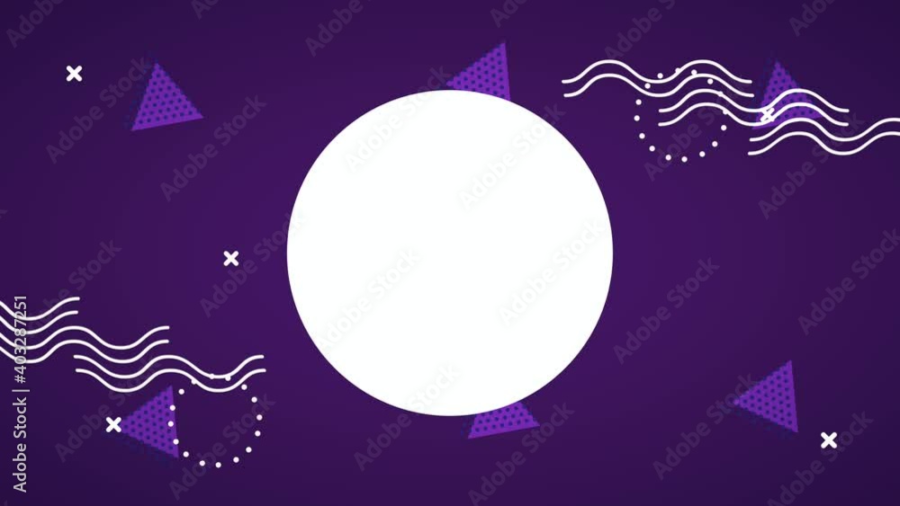 Poster circular frame with colors memphis style background
