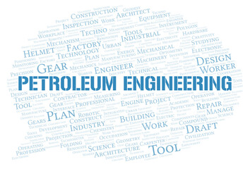 Petroleum Engineering typography word cloud create with the text only