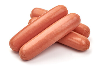 Boiled pork sausages, isolated on white background