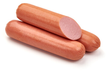 Boiled pork sausages, isolated on white background
