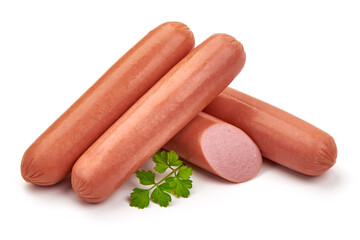 Boiled pork sausages, isolated on white background