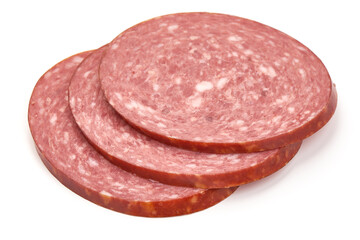 Salami sausage, isolated on white background
