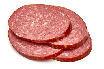 Salami sausage, isolated on white background
