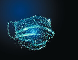 Protective face mask. Coronavirus infection control COVID-19. Close-up medical mask protects against infections of the virus, bacteria, air pollution.