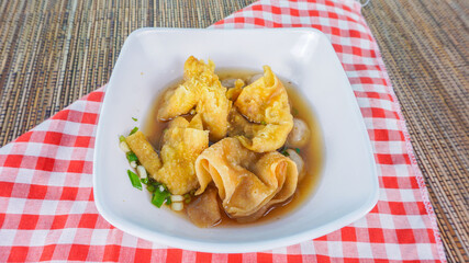 Close up of indonesia traditional soup or known as Cuanki. Cuanki is original soup from Bandung Indonesia