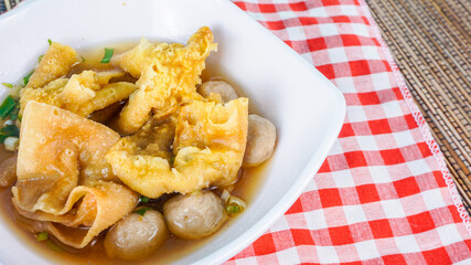 Close up of indonesia traditional soup or known as Cuanki. Cuanki is original soup from Bandung Indonesia