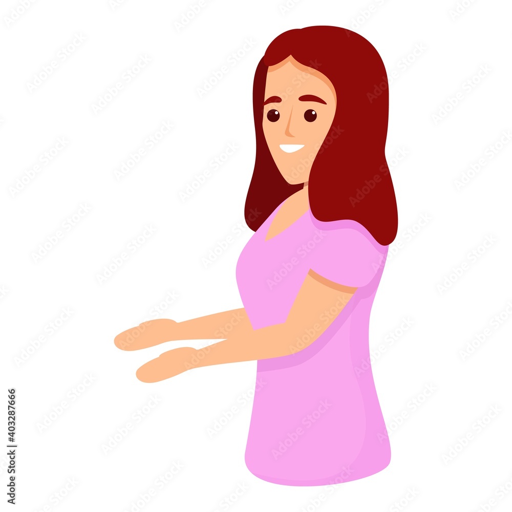Poster problem solving girl icon. cartoon of problem solving girl vector icon for web design isolated on wh