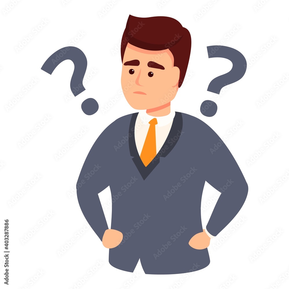 Poster businessman problem solving icon. cartoon of businessman problem solving vector icon for web design 