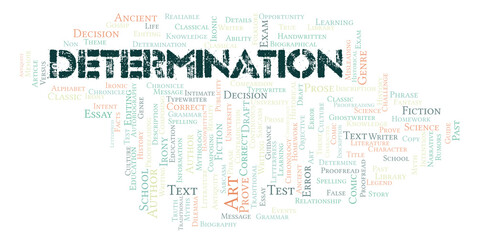 Fototapeta na wymiar Determination typography word cloud create with the text only