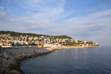 The seaside city of Nice, France with the Mediterranean sea 