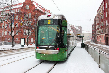 tramway during winter
