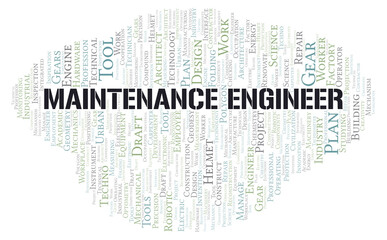 Maintenance Engineer typography word cloud create with the text only