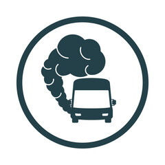 Bus icon with exhaust gases. Traffic fumes. Environmental pollution. Smog © Serhii Mudrevskyi