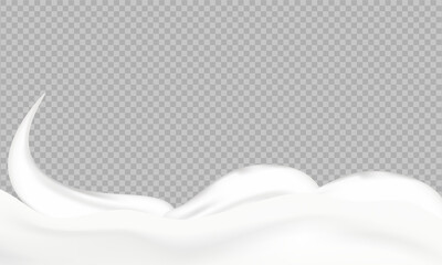 Flowing realistic liquid mayonnaise on transparent background.Spreading cheese, cream, milk, cream or yogurt.