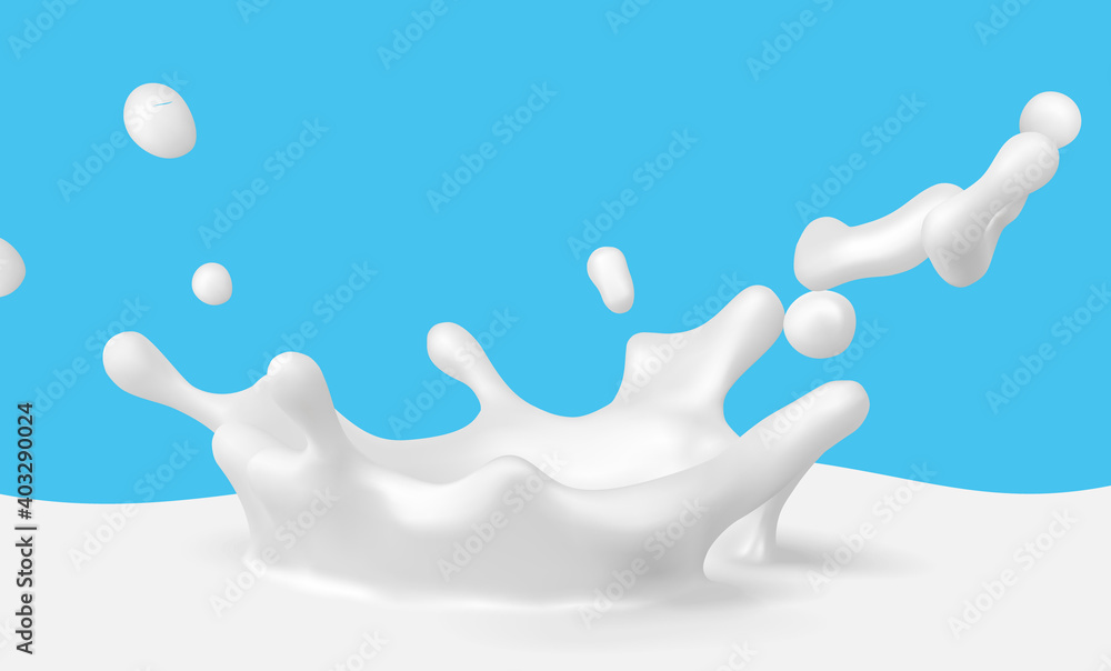 Wall mural Realistic milk splash illustration vector