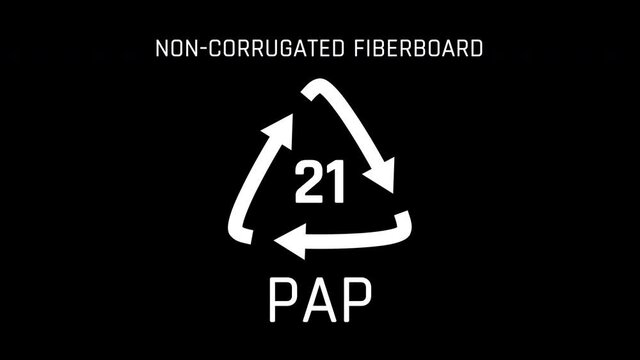 Non-corrugated Fiberboard or Number 21 Recycle Symbol Animation Seamless Loop