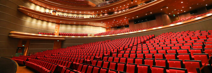Empty auditorium in the great theatre  - obrazy, fototapety, plakaty