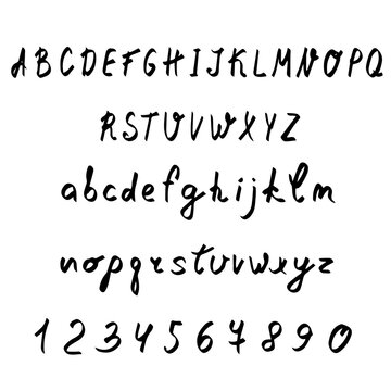 vector alphabet. hand letters and numbers.