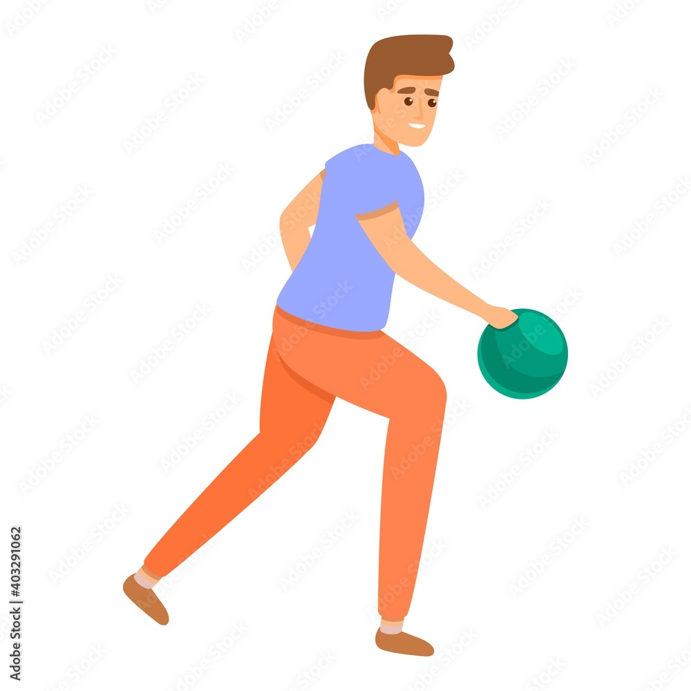 Poster playing bowling icon. cartoon of playing bowling vector icon for web design isolated on white backgr