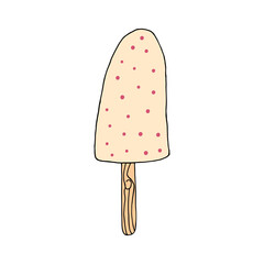 Hand drawn Ice cream food isolated on white background. Ice cream Vector illustration in doodle style. Freehand drawing