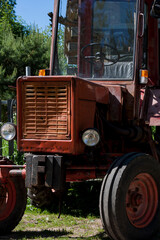 red old farm tractor fragment
