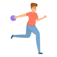 Fototapeta na wymiar Active playing bowling icon. Cartoon of active playing bowling vector icon for web design isolated on white background