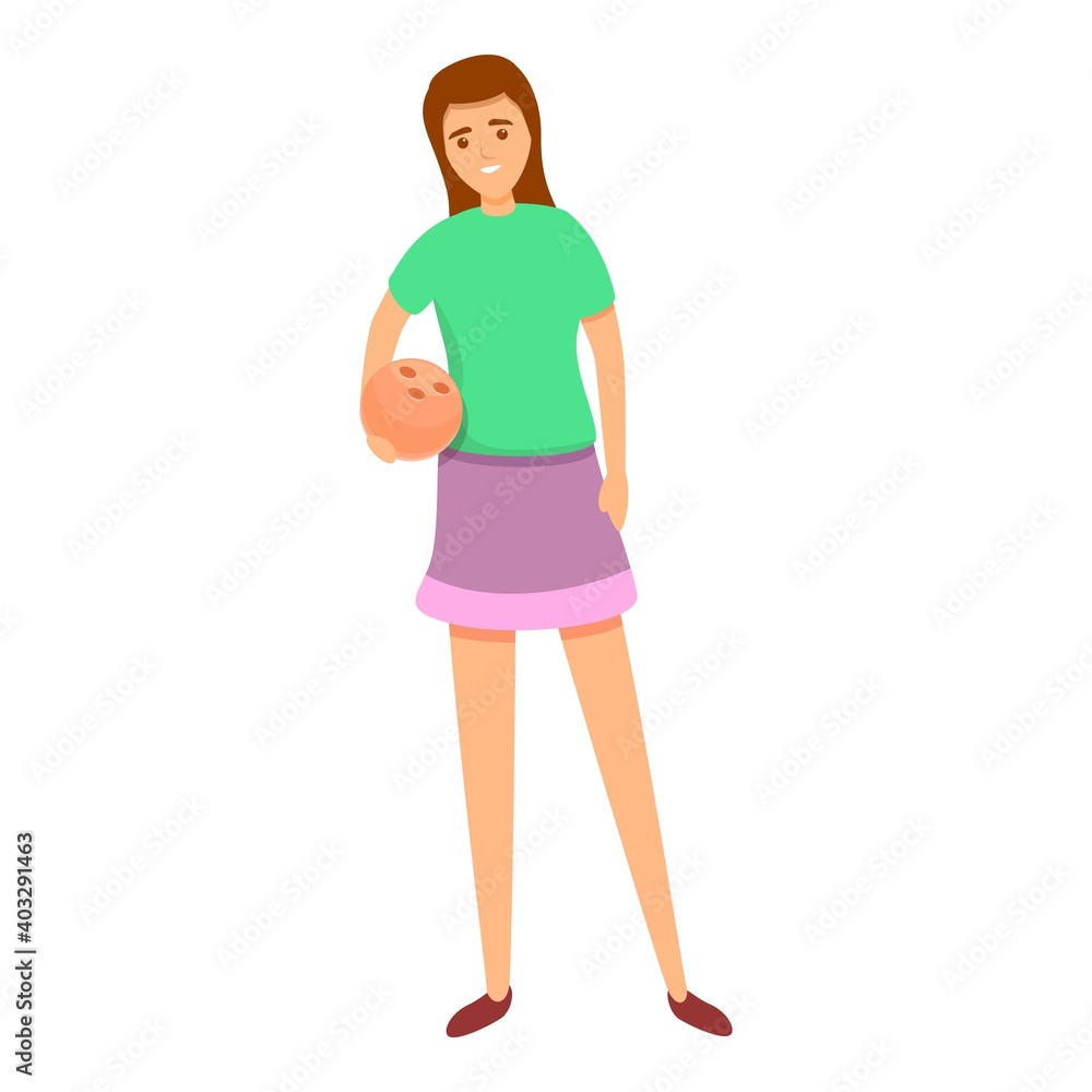 Poster fun playing bowling icon. cartoon of fun playing bowling vector icon for web design isolated on whit