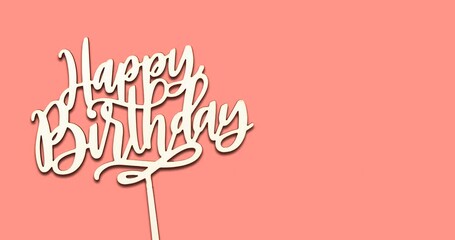 happy birthday wooden text concept isolated on pink background - Powered by Adobe