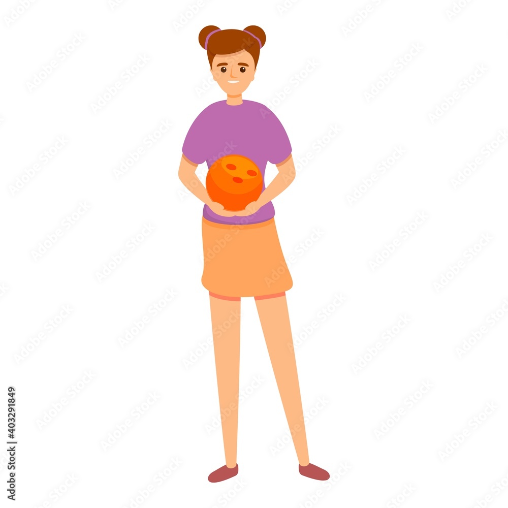 Poster student playing bowling icon. cartoon of student playing bowling vector icon for web design isolated